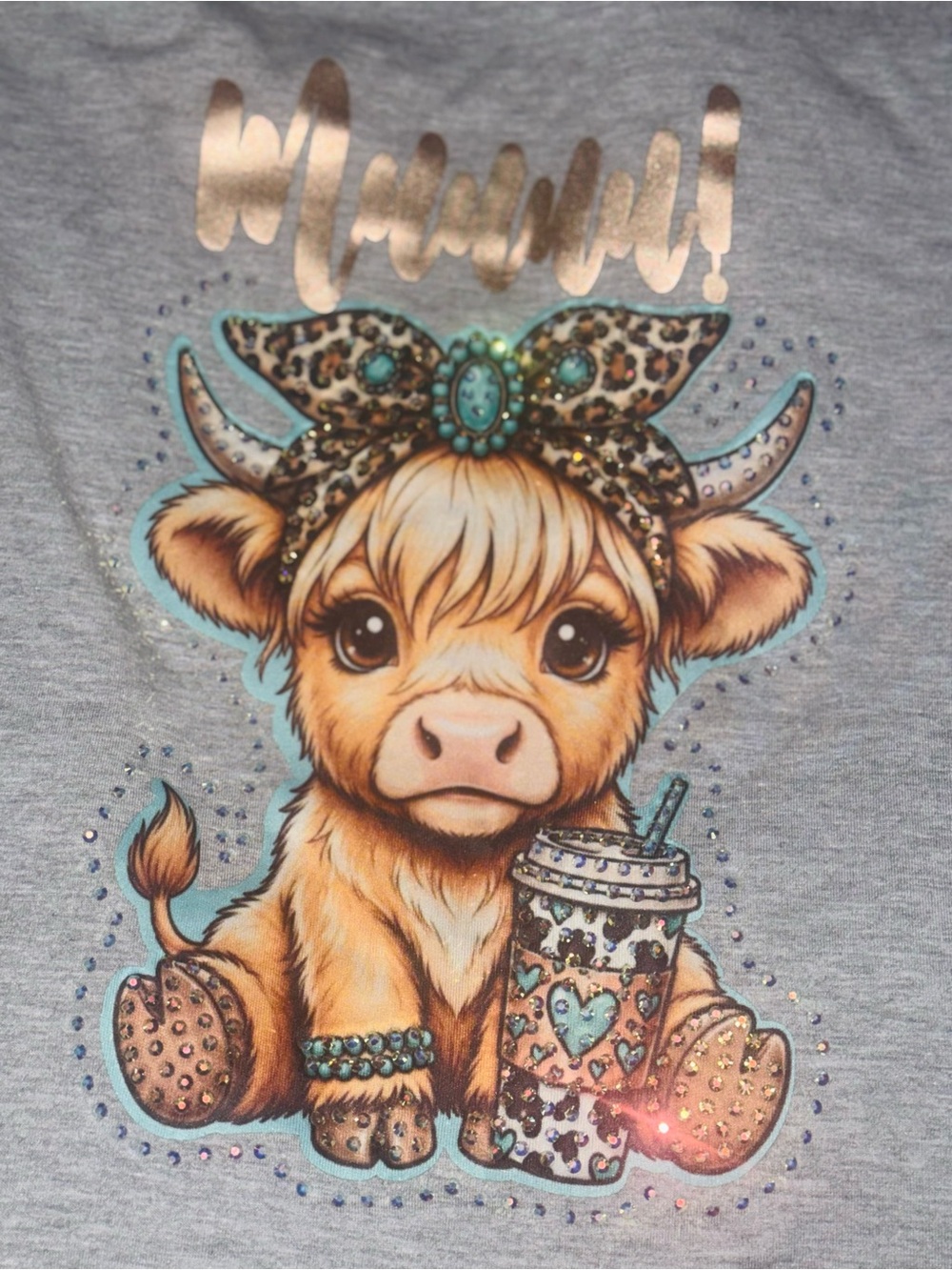 Western Graphic Tee with Cute Calf Print